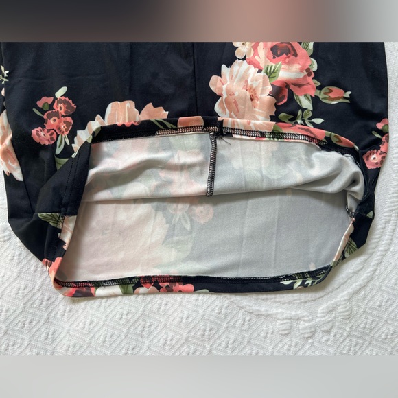 Vintage Off-the-Shoulder Sleeve Dress Black/Rose Floral Women’s Size Small - Picture 10 of 14